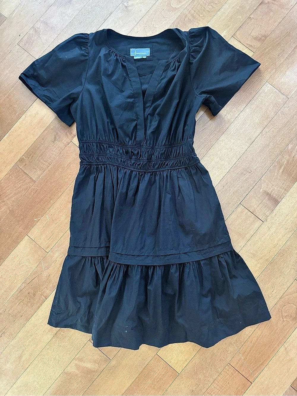 Anthropologie Black Cotton Mini Dress